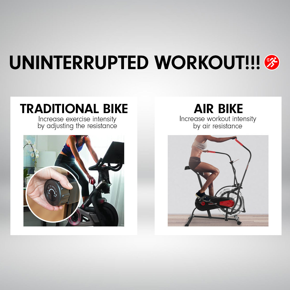 PowerTrain Air Resistance Exercise Bike Spin Fan Equipment Cardio
