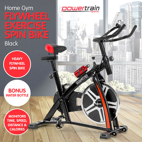  Home Gym Flywheel Exercise Spin Bike - Black