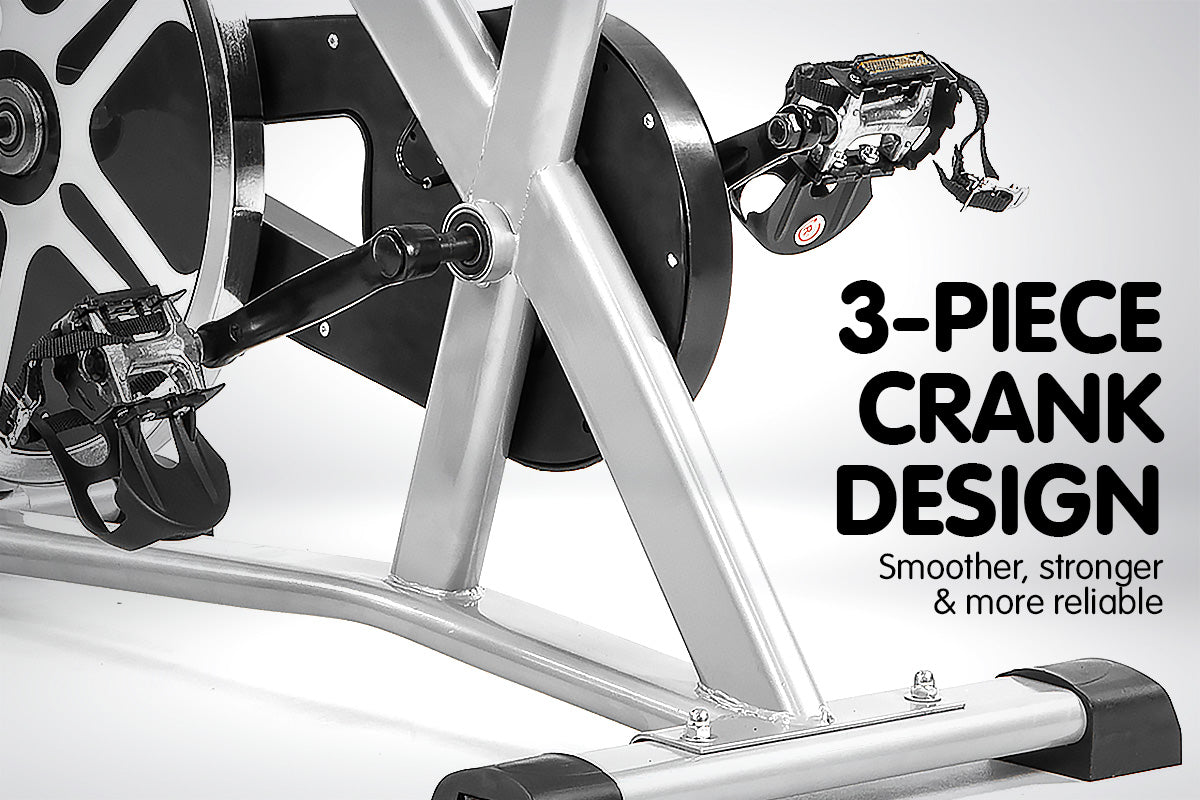 Powertrain Heavy Flywheel Exercise Spin Bike - Silver