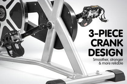 Powertrain Heavy Flywheel Exercise Spin Bike - Silver