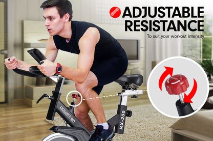 PowerTrain RX-200 Exercise Spin Bike Cardio Cycle - Black