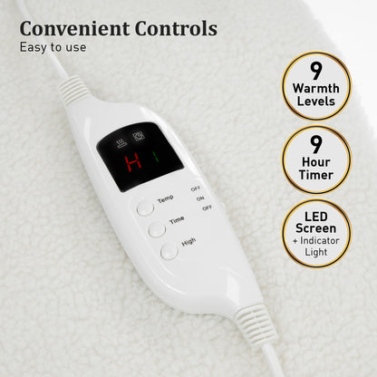 Heated Electric Blanket Fitted Fleece Underlay Throw Single