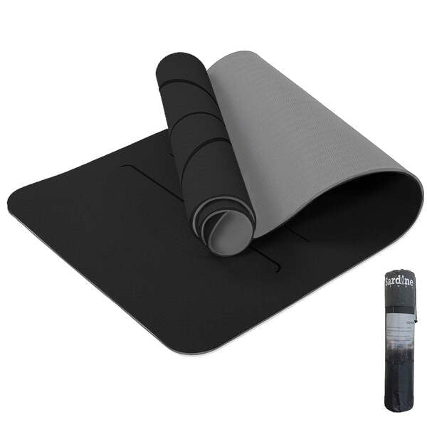Black Yoga Mat Exercise Workout Mats Fitnessm Mat For Home Workout Home Gym Extra Thick Large 6Mm