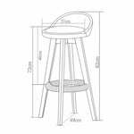 2x Fabric Swivel Bar Stool Kitchen Stool Dining Chair Barstools Grey