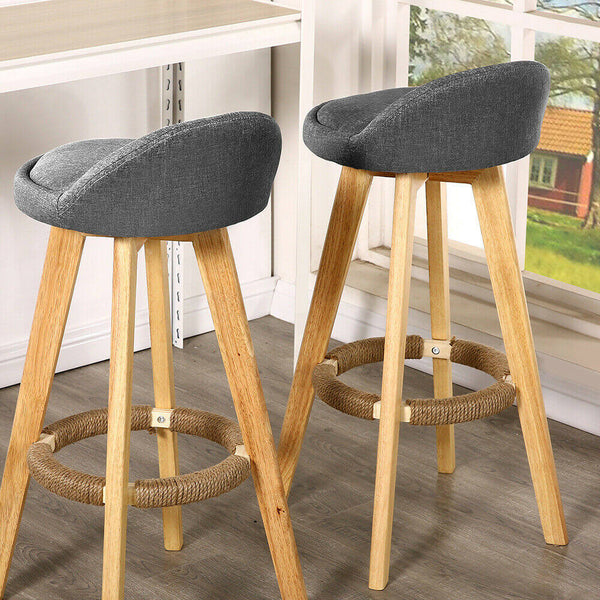  2x Fabric Swivel Bar Stool Kitchen Stool Dining Chair Barstools Grey