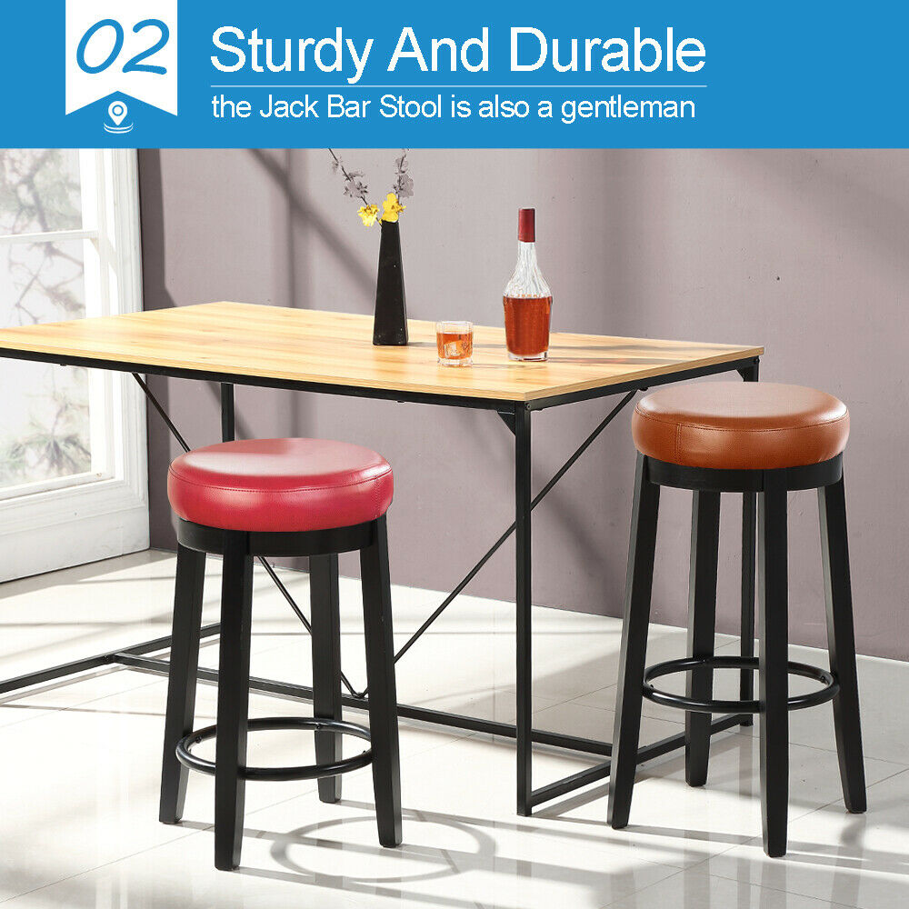 2x 75cm Swivel Bar Stool Kitchen Stool Wood Barstools Dining Chair Grey