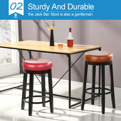 2x 75cm Swivel Bar Stool Kitchen Stool Wood Barstools Dining Chair Cream