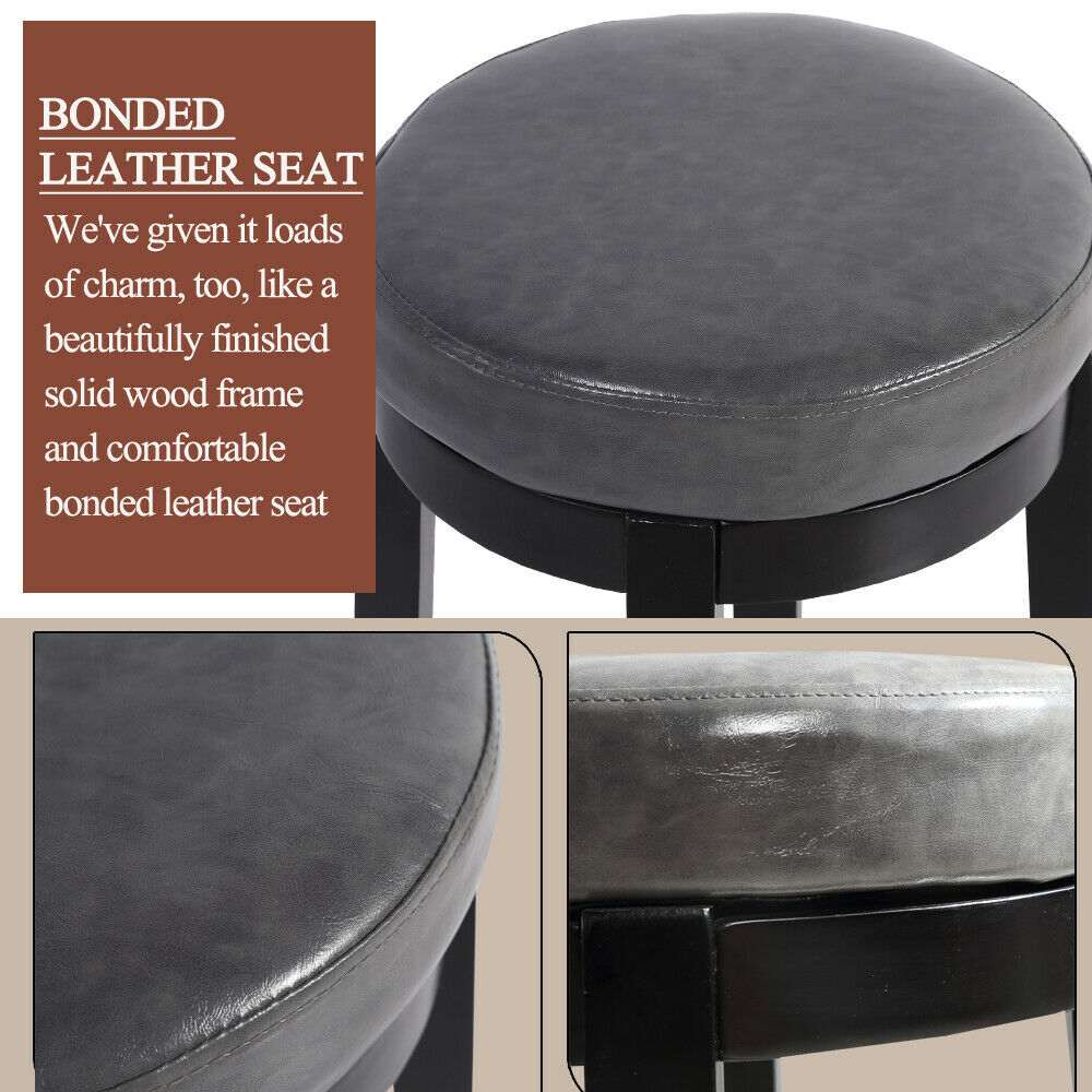 2x 75cm Swivel Bar Stool Kitchen Stool Wood Barstools Dining Chair Grey