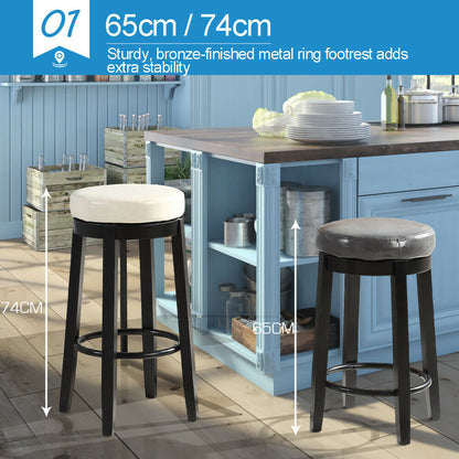 2x 75cm Swivel Bar Stool Kitchen Stool Wood Barstools Dining Chair Grey