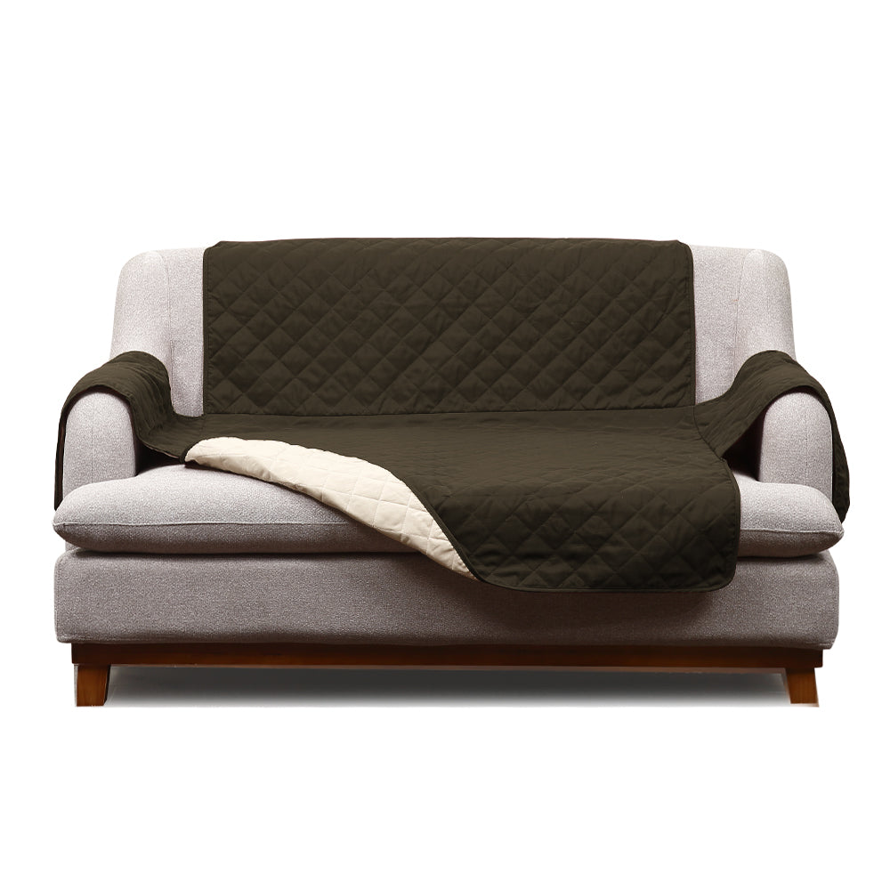 2 Seater Sofa Covers Quilted Couch Lounge Protectors Slipcovers Brown