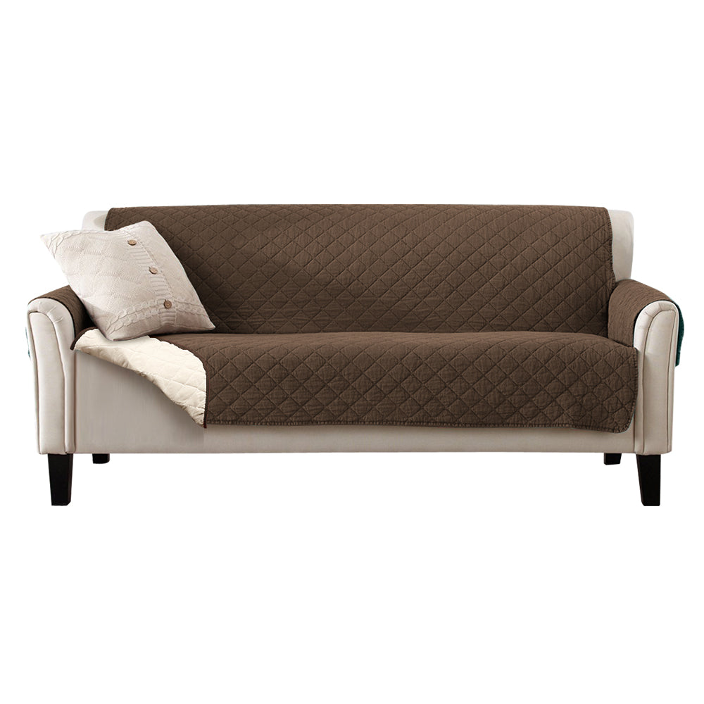 3 Seater Sofa Covers Quilted Couch Lounge Protectors Slipcovers Brown