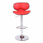 2X Red Bar Stools Leather Mid High Back Adjustable Chairs