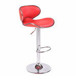 2X Red Bar Stools Leather Mid High Back Adjustable Chairs