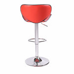 2X Red Bar Stools Leather Mid High Back Adjustable Chairs