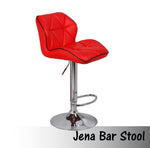 2X Red Bar Stools Leather Mid High Back Adjustable Crome Swivel Chairs
