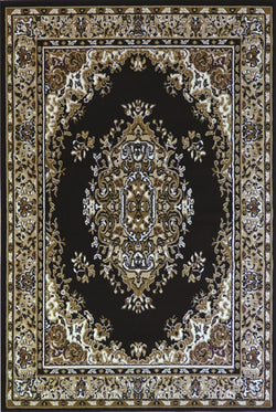 Black traditional quality rug c17135/500 
