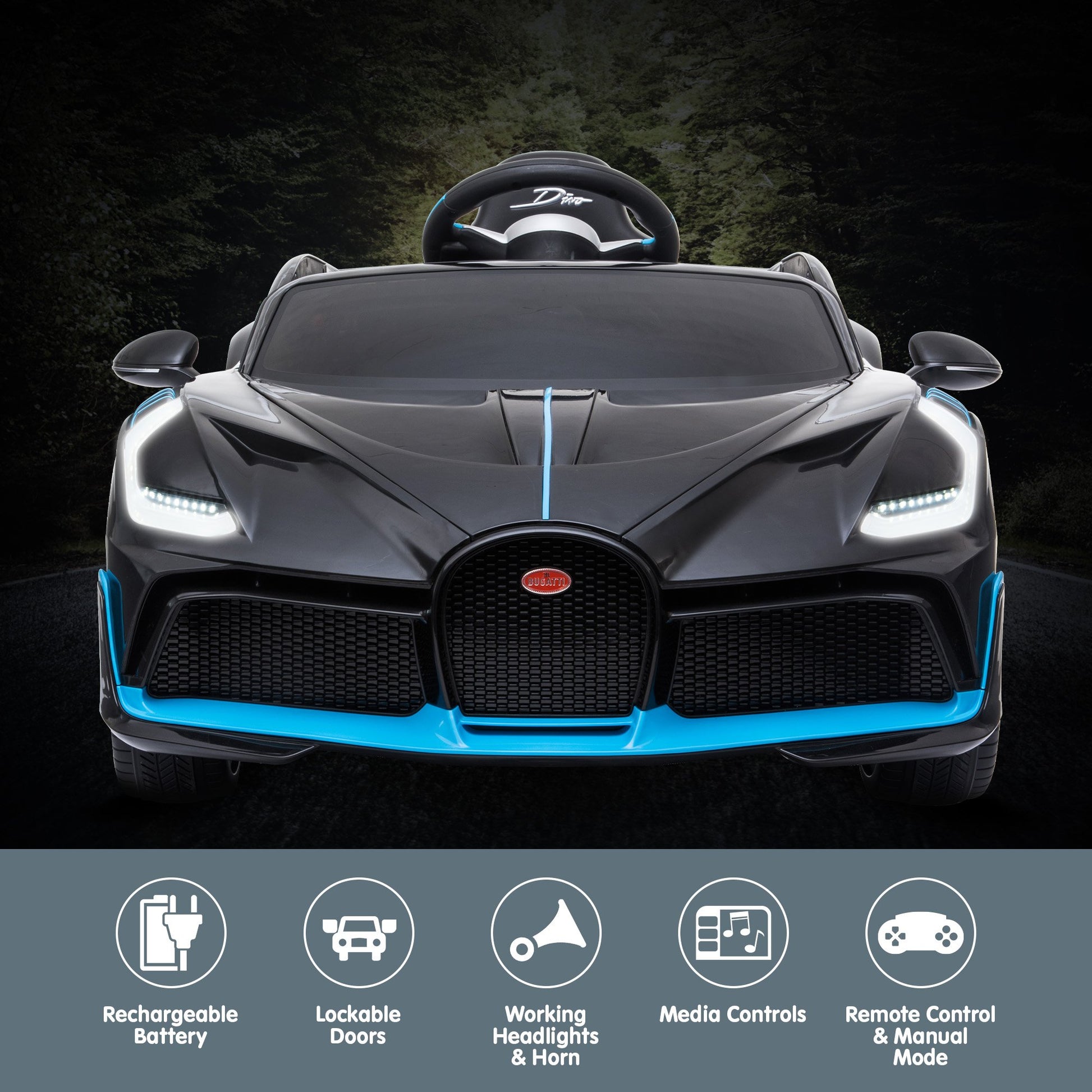 Bugatti Divo Kids Ride On Car Black Edition
