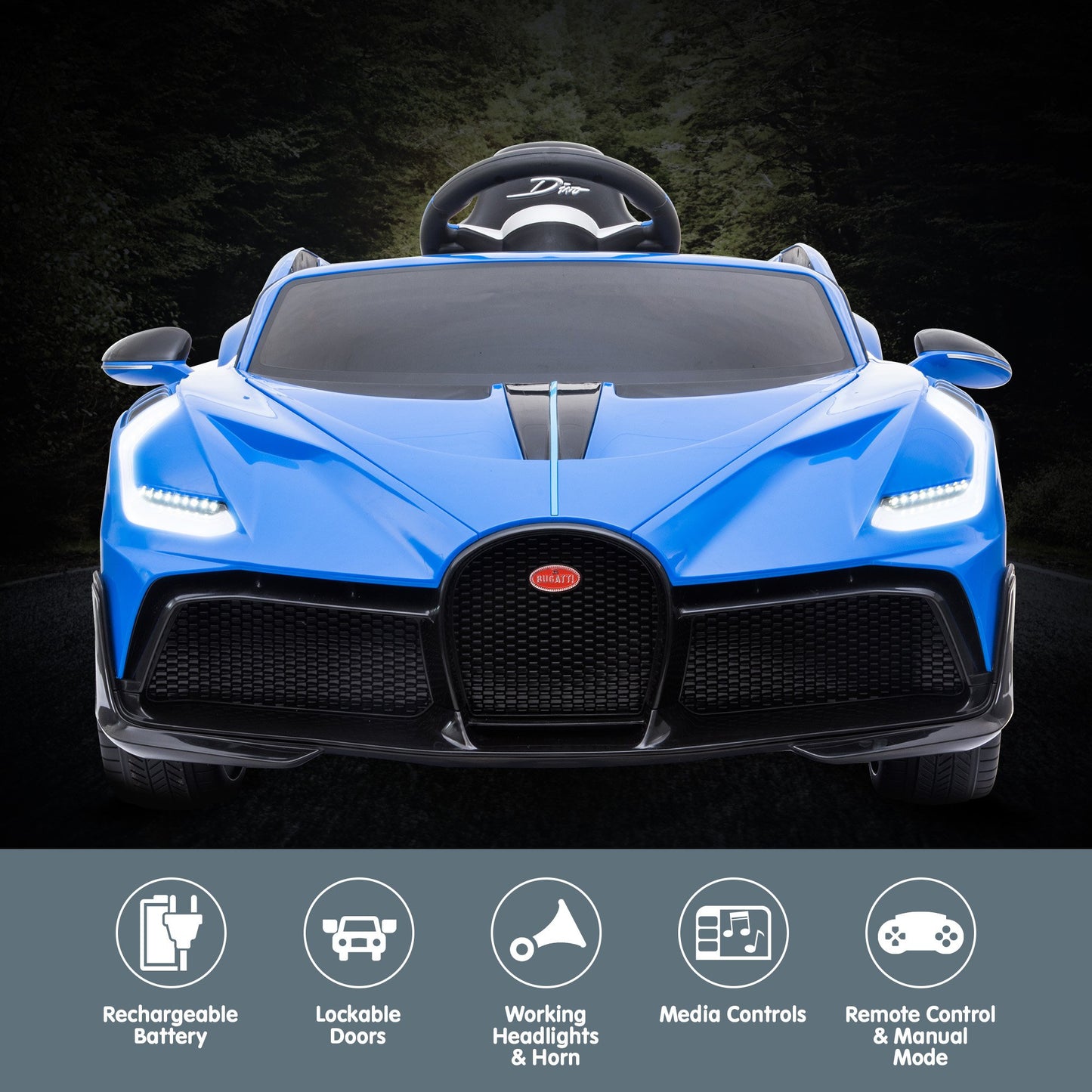 Bugatti Divo Kids Ride On Car Black Edition