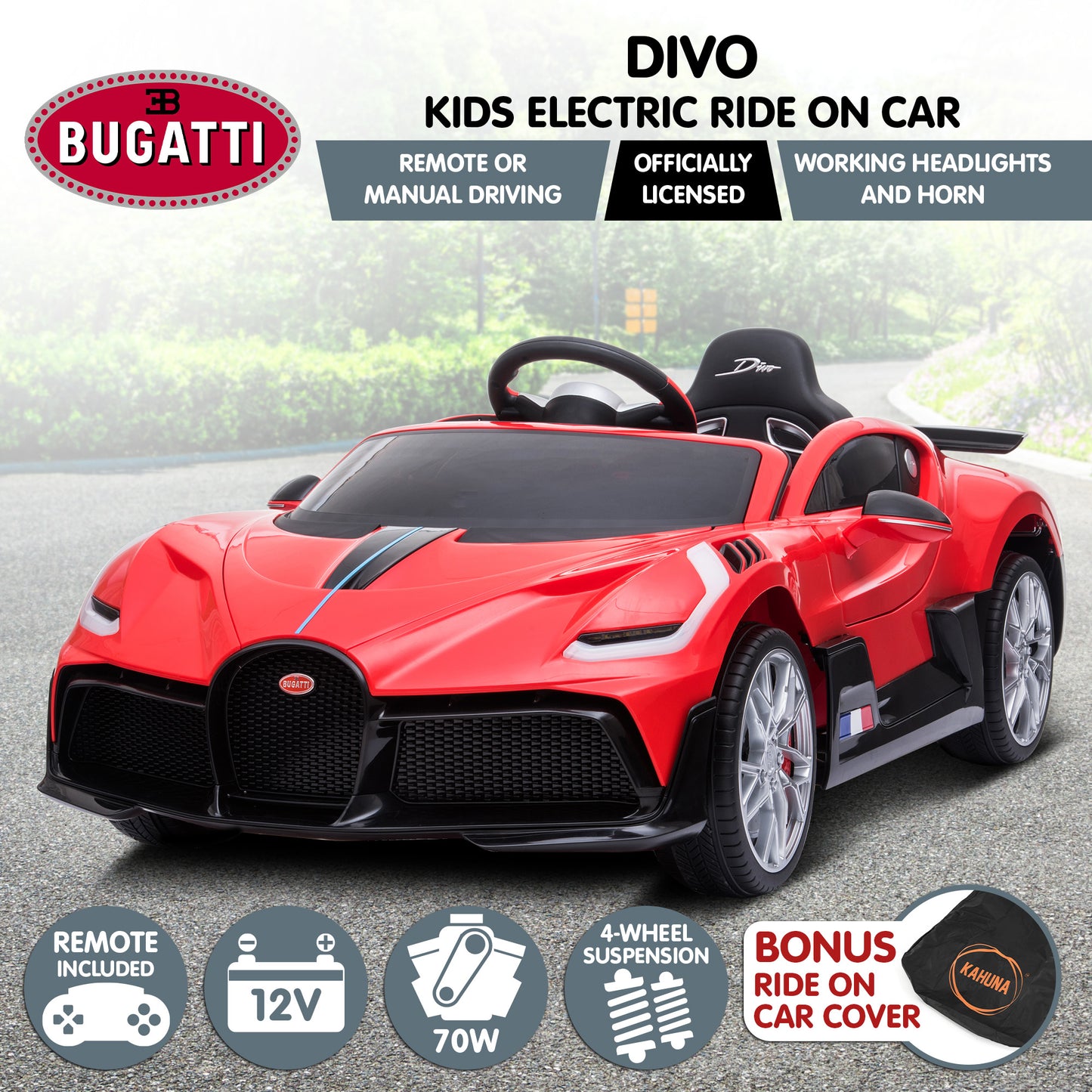 Bugatti Divo Kids Ride On Car Black Edition