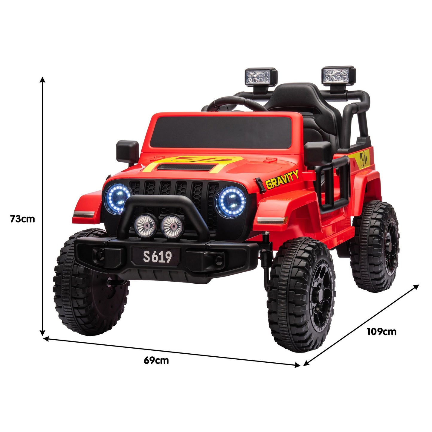 Kahuna S619 Gravity Kids Ride On Car Black/Red/White