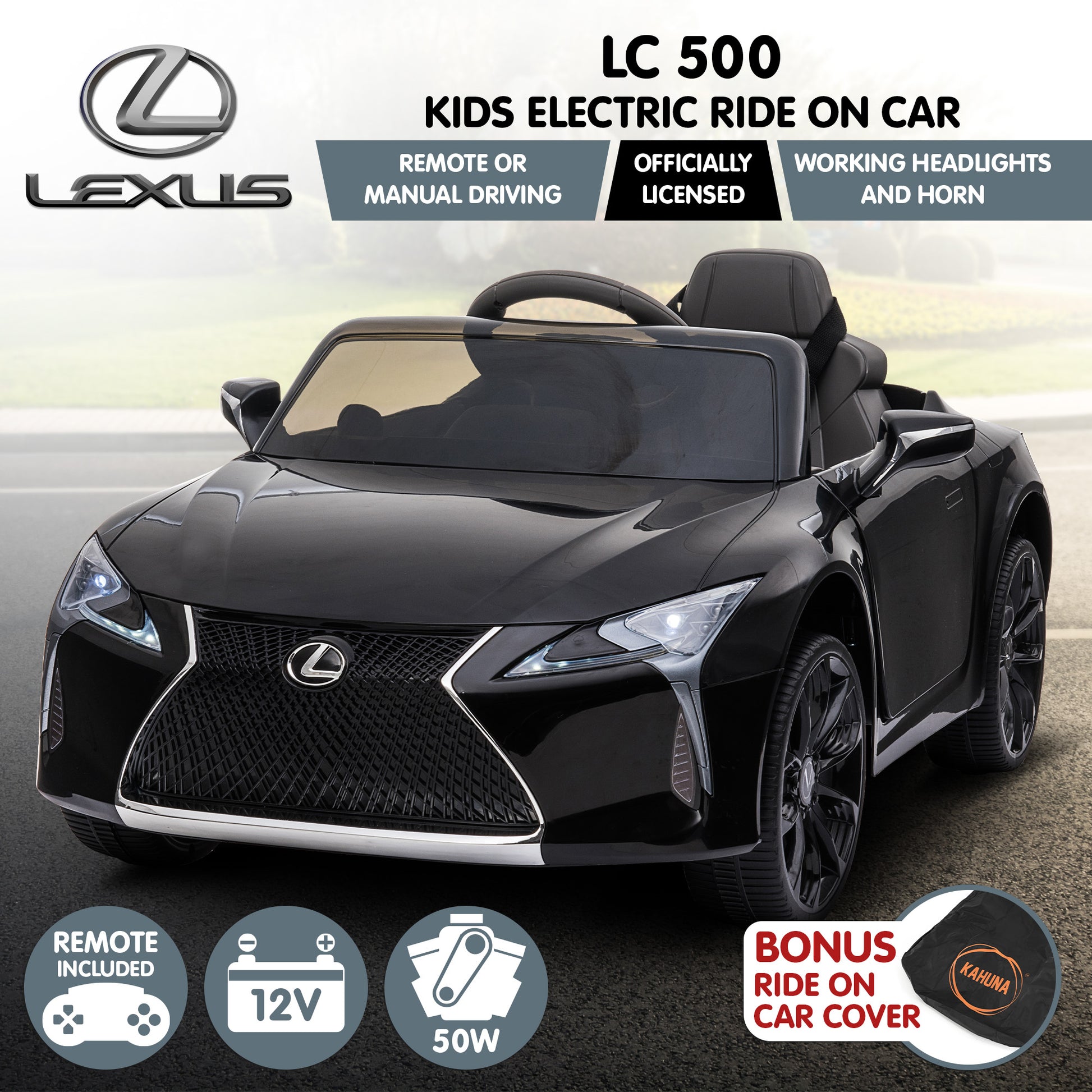 Black/White Lexus LC 500 Kids Ride On Car Toy