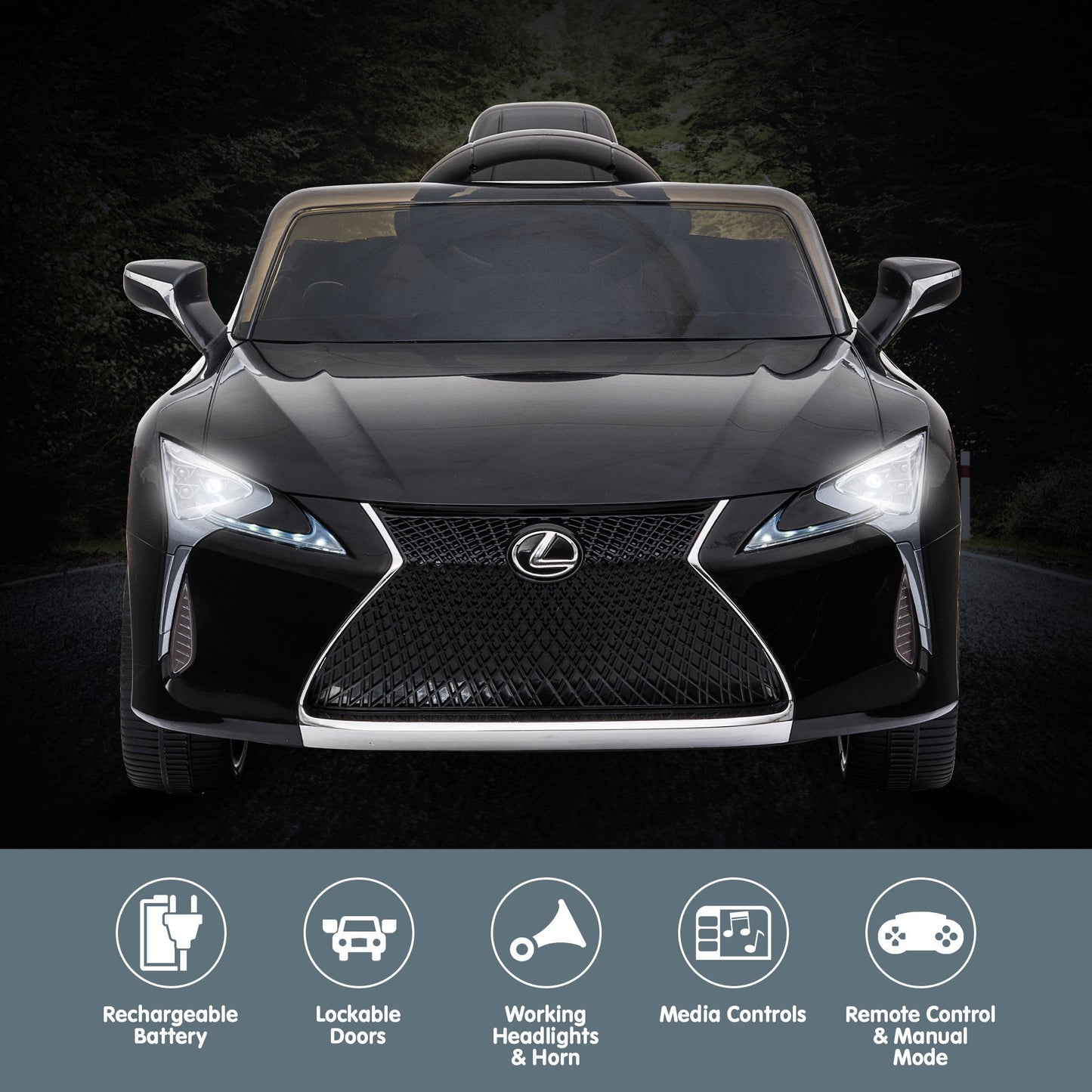 Black/White Lexus LC 500 Kids Ride On Car Toy