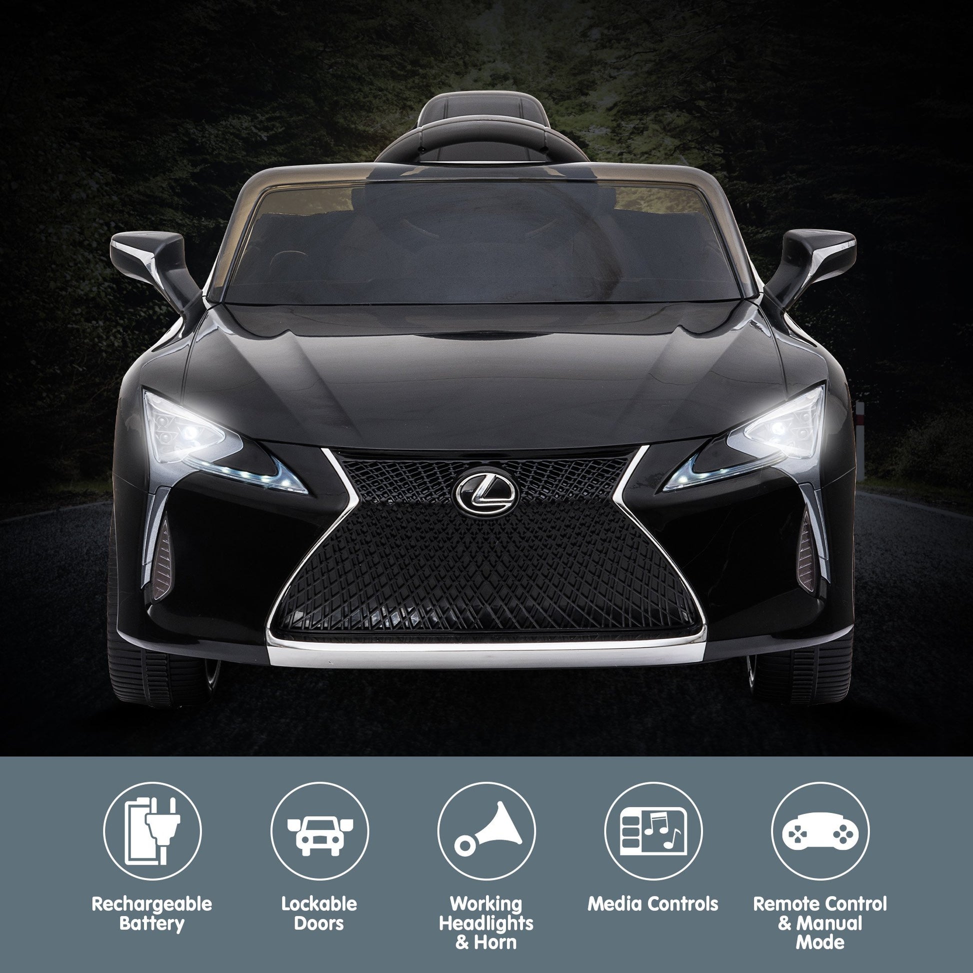 Black/White Lexus LC 500 Kids Ride On Car Toy