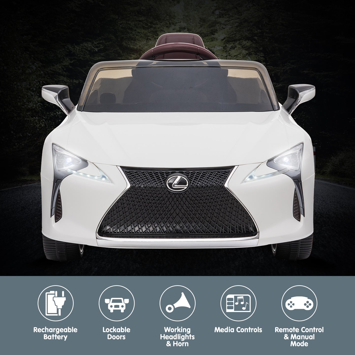 Black/White Lexus LC 500 Kids Ride On Car Toy