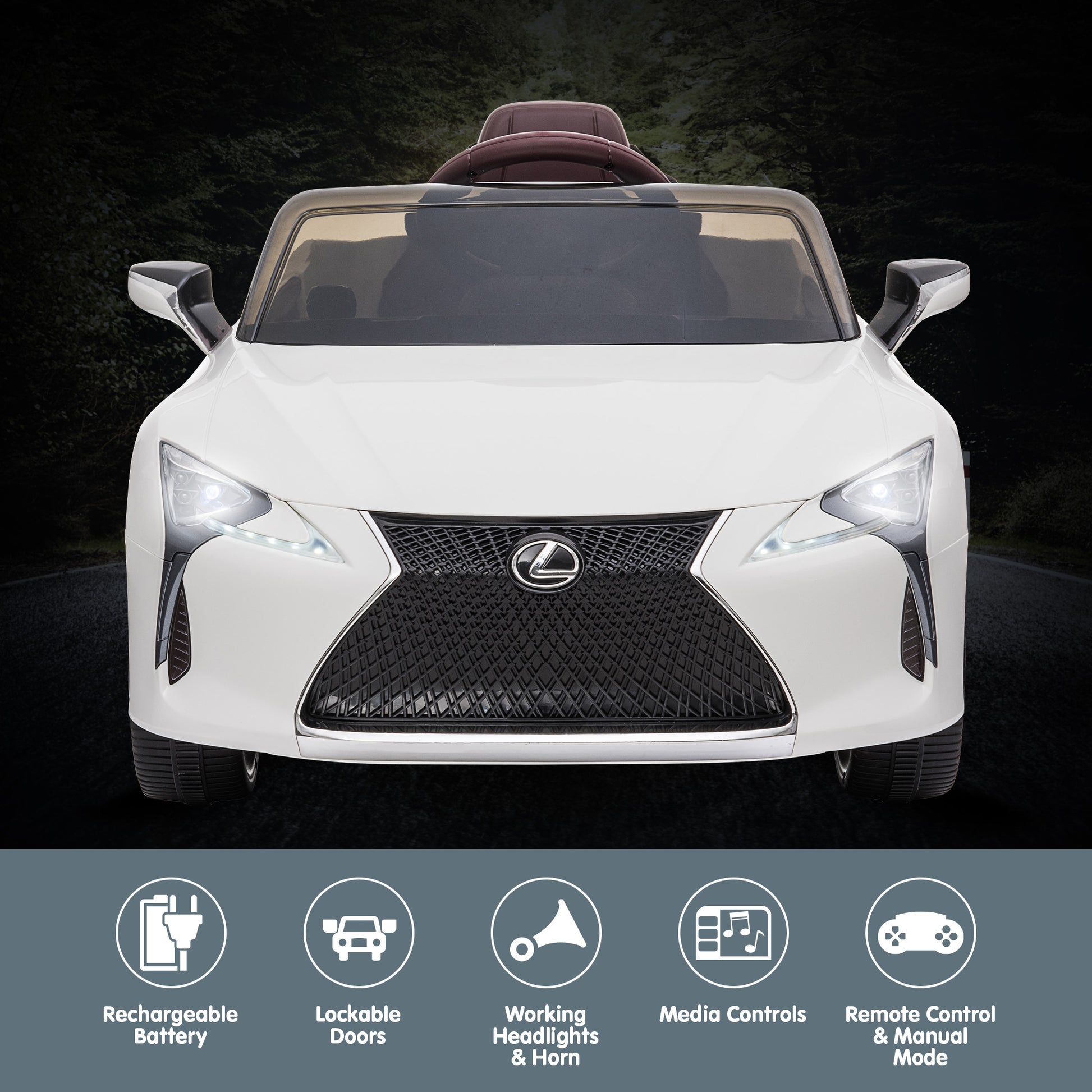 Black/White Lexus LC 500 Kids Ride On Car Toy