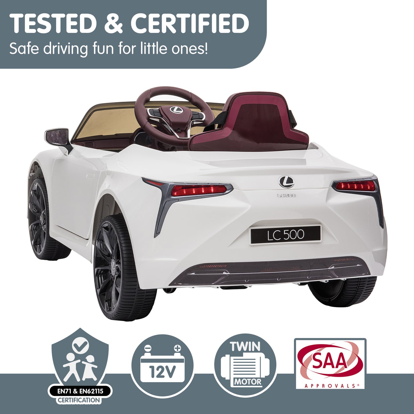 Black/White Lexus LC 500 Kids Ride On Car Toy