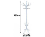 White Coat Rack With Stand Wooden Hat And 12 Hooks Hanger Walnut Tree