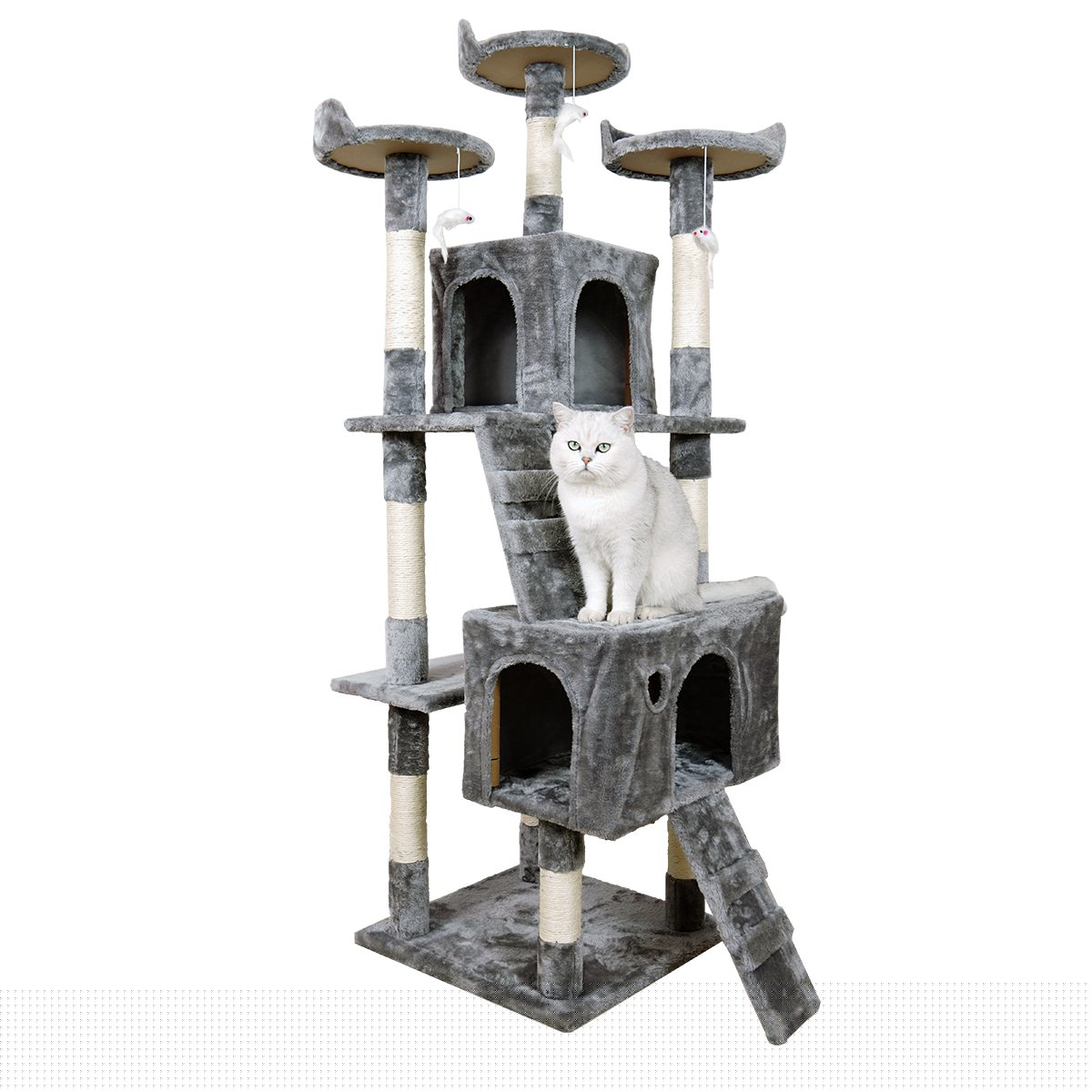 170Cm Cat Tree Scratching Post - Silver Grey