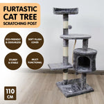 110Cm Cat Tree Scratching Post - Silver Grey