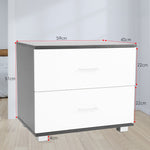 Bedside Table with Drawers MDF - Black White