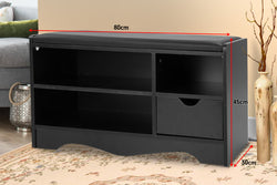 Shoe Rack Cabinet Organiser Black Cushion - 80 x 30 x 45 - Black