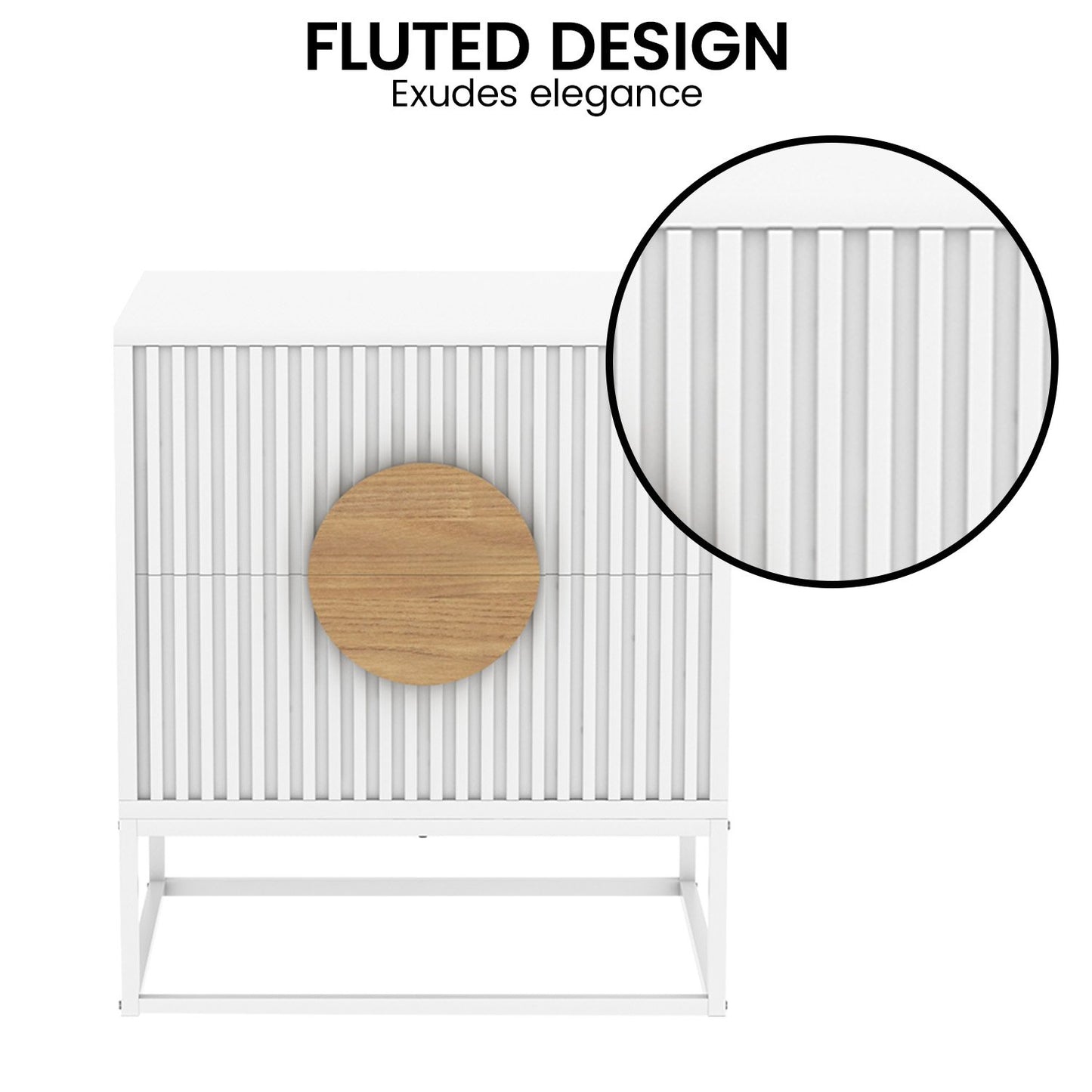 Black/White Bedside Table with 2 Convenient Drawers
