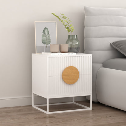 Black/White Bedside Table with 2 Convenient Drawers