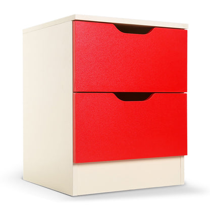 Bedside Table with Drawers MDF Cabinet Storage 51 x 40cm - White Red