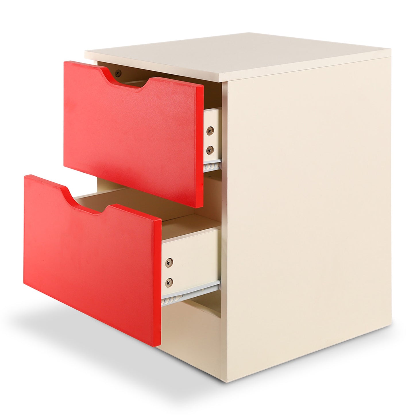 Bedside Table with Drawers MDF Cabinet Storage 51 x 40cm - White Red