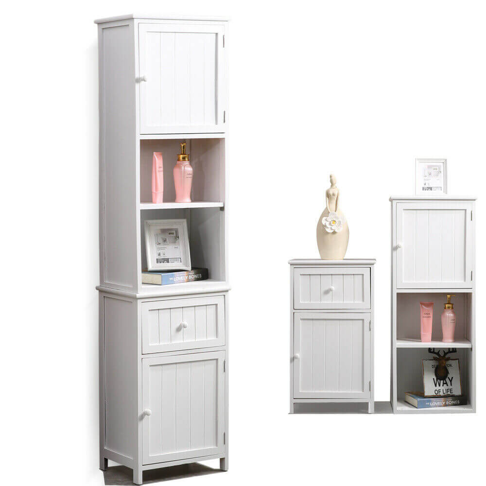 2 in 1 Bathroom Storage Cabinet Laundry Cupboard