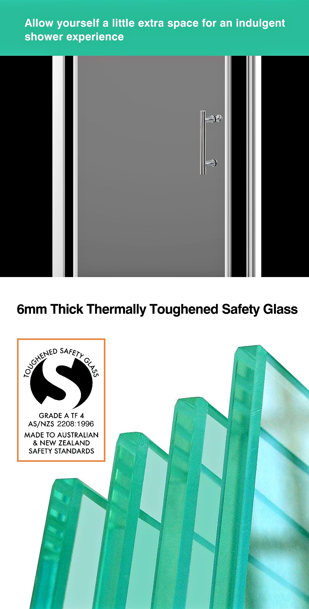 Bath Shower Enclosure Screen Seal Strip Glass Shower Door 760x760x1900mm