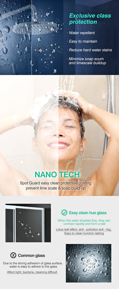 Bath Shower Enclosure Screen Seal Strip Glass Shower Door 760x760x1900mm