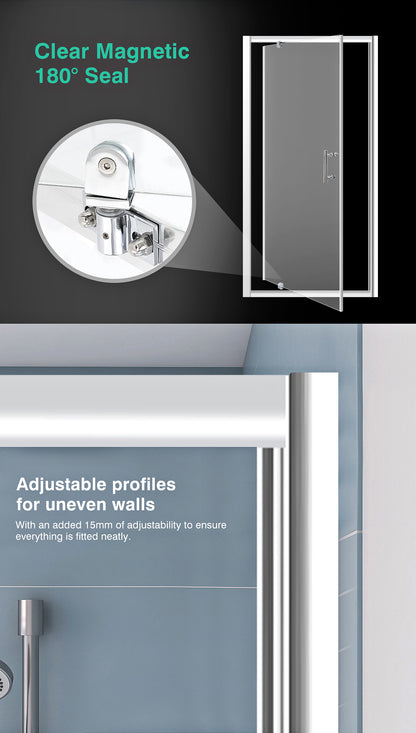 Bath Shower Enclosure Screen Seal Strip Glass Shower Door 760x760x1900mm