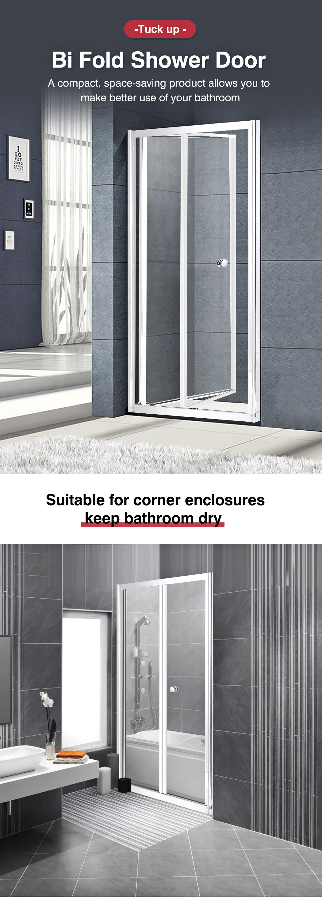 Shower Screen Screens Door Seal Enclosure Glass Panel Foldable 900x1900mm
