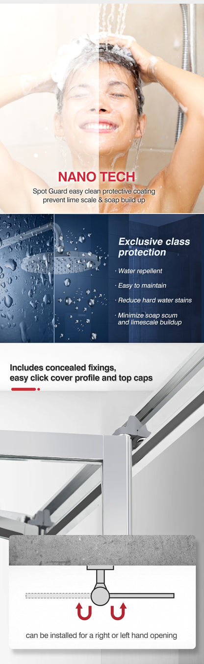 Shower Screen Screens Door Seal Enclosure Glass Panel Foldable 900x1900mm
