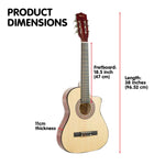 38in Pro Cutaway Acoustic Guitar with guitar bag - Natural