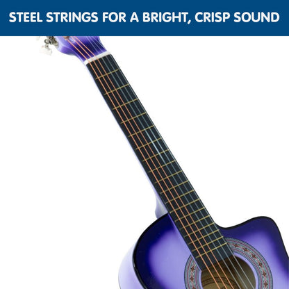 38in Pro Cutaway Acoustic Guitar with guitar bag - Purple Burst