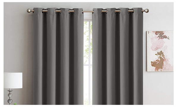  2x Blockout Curtains Panels 3 Layers Eyelet Room Darkening 140x230cm Charcoal