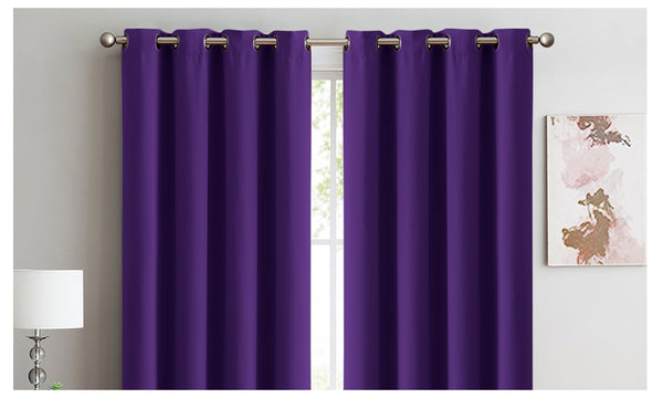  2x Blockout Curtains Panels 3 Layers Eyelet Room Darkening 140x230cm Purple