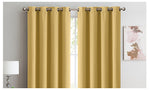 2x Blockout Curtains Panels 3 Layers Eyelet Room Darkening 180x230cm Mustard